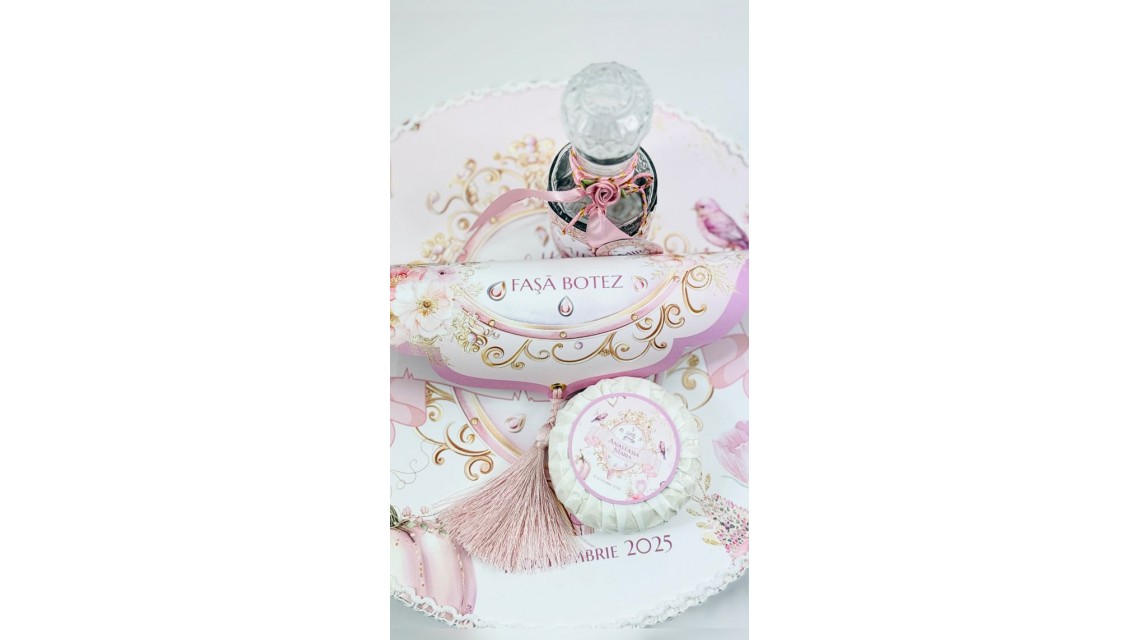 Trusou botez Princess Pink tematică prințesă, elegant și brodat 32